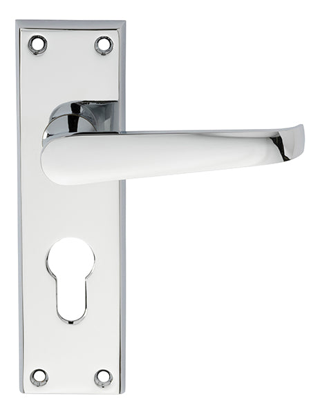 Victorian Lever on Euro Lock Backplate Polished Chrome M30YCP
