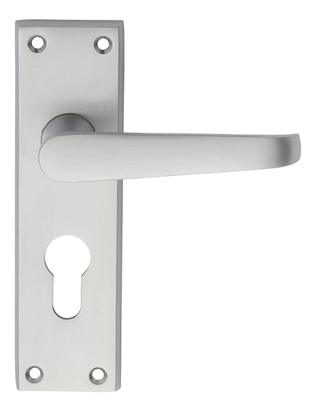Victorian Lever on Euro Lock Backplate Satin Chrome M30YSC