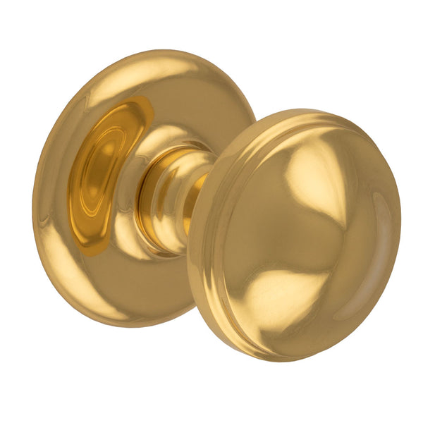 Round Centre Door Knob Polished Brass M60