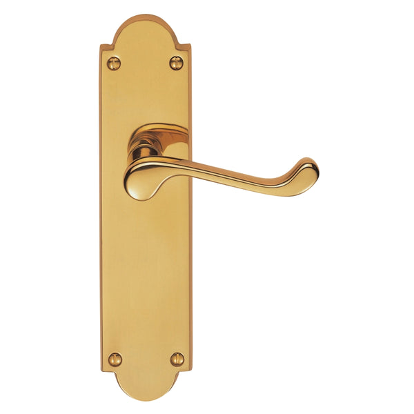 Victorian Scroll Lever on Shaped Latch Backplate (Latch & Hinges Included)
