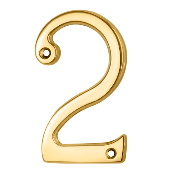 Numerals (0-9) Number 2 Polished Brass N2