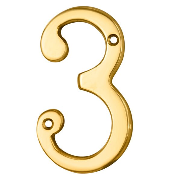 Numerals (0-9) Number 3 Polished Brass N3