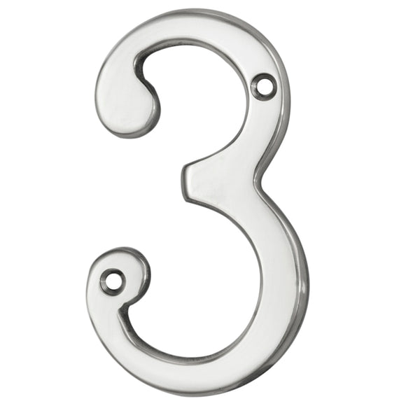 Numerals (0-9) Number 3 Polished Chrome N3CP
