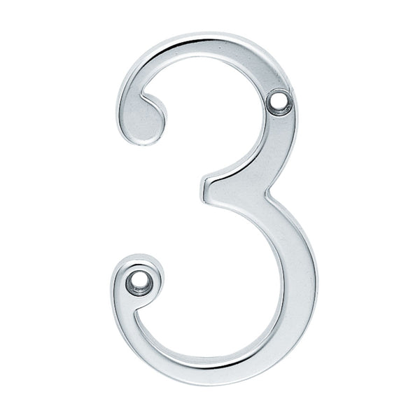 Numerals (0-9) Number 3 Satin Chrome N3SC