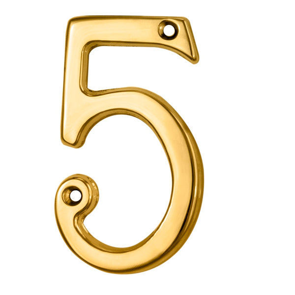 Numerals (0-9) Number 5 Polished Brass N5