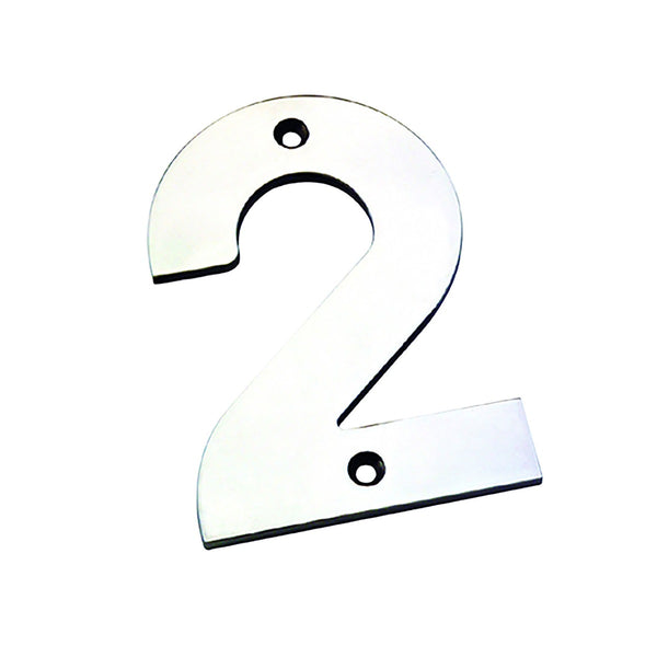 Numerals Number 2 Bright Stainless Steel NUM10102BSS