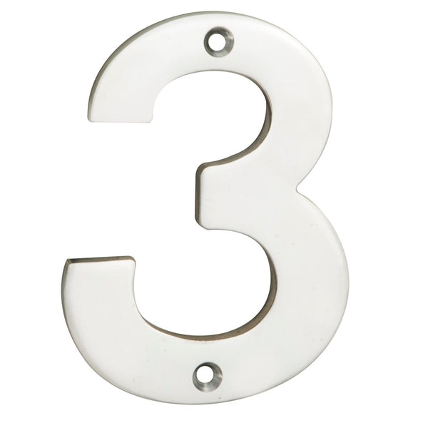 Numerals Number 3 Bright Stainless Steel NUM10103BSS