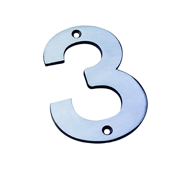 Numerals Number 3 Satin Stainless Steel NUM10103SSS