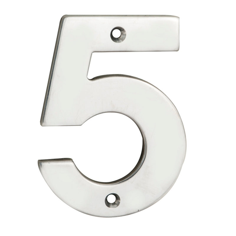 Numerals Number 5 Bright Stainless Steel NUM10105BSS