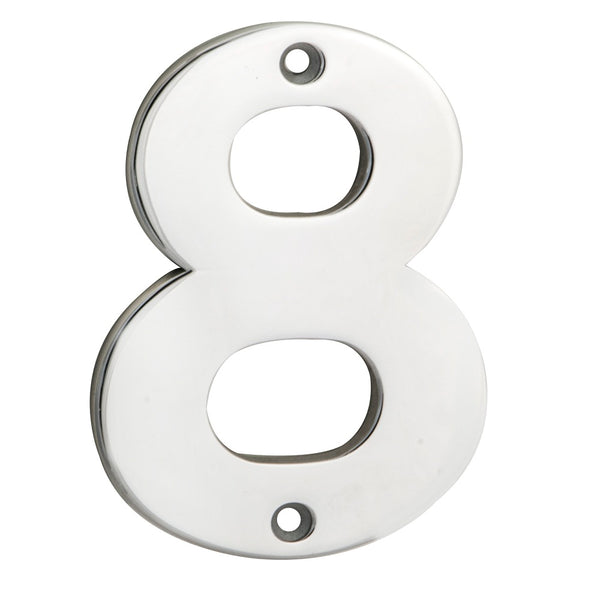 Numerals Number 8 Bright Stainless Steel NUM10108BSS
