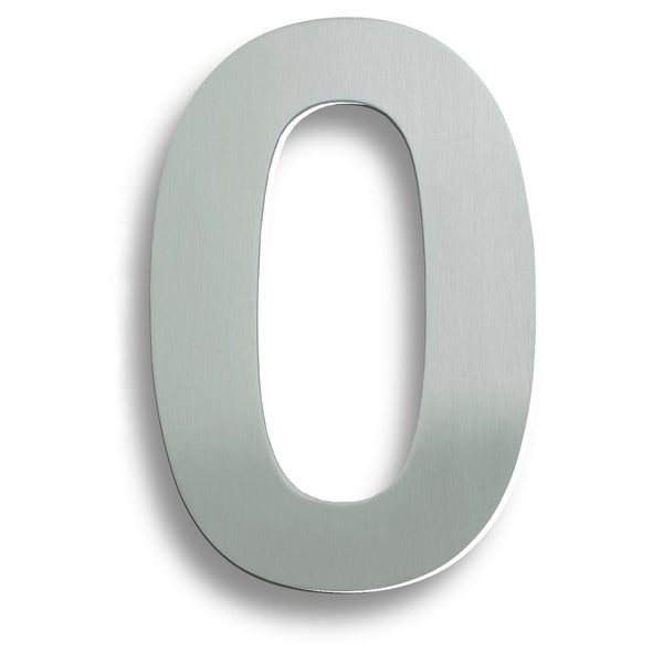 Numerals (0-9) 7" Number 0 Satin Stainless Steel NUM10170SSS