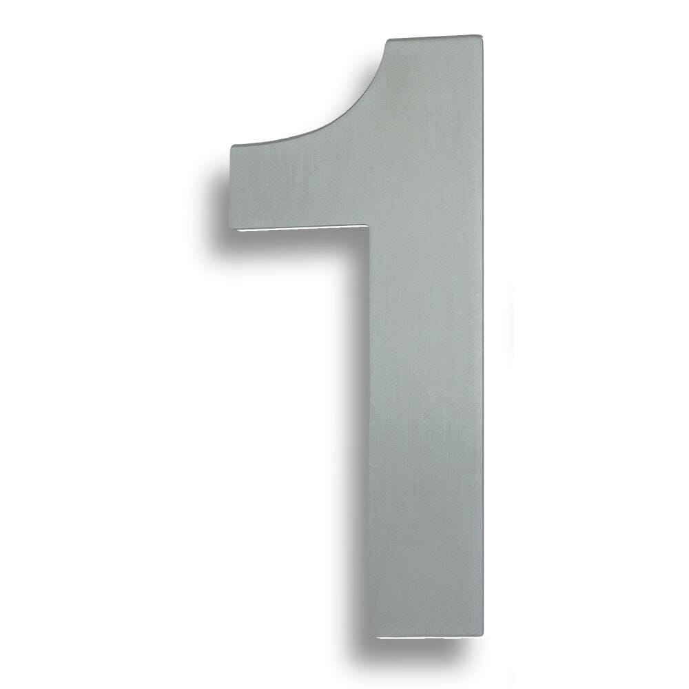 Numerals (0-9) 7" Number 1 Numerals & Letter Eurospec Satin Stainless Steel 