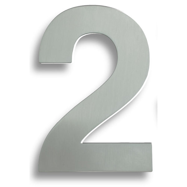 Numerals (0-9) 7" Number 2 Satin Stainless Steel NUM10172SSS