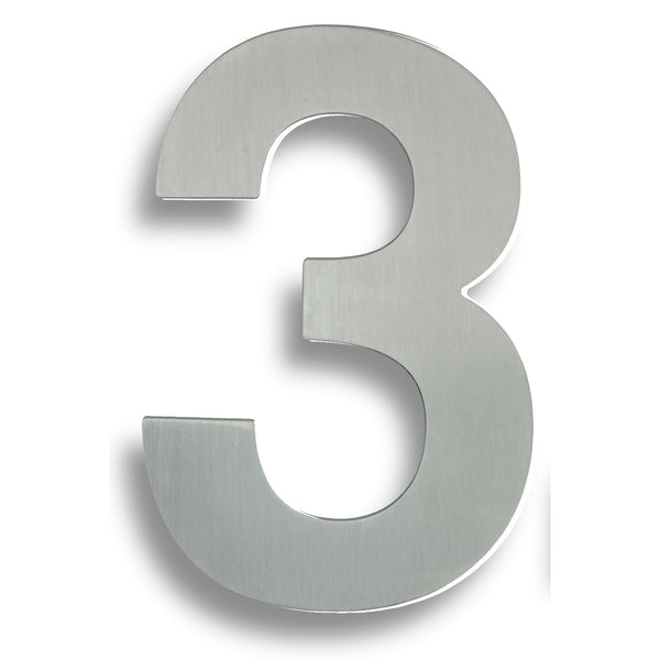 Numerals (0-9) 7" Number 3 Satin Stainless Steel NUM10173SSS
