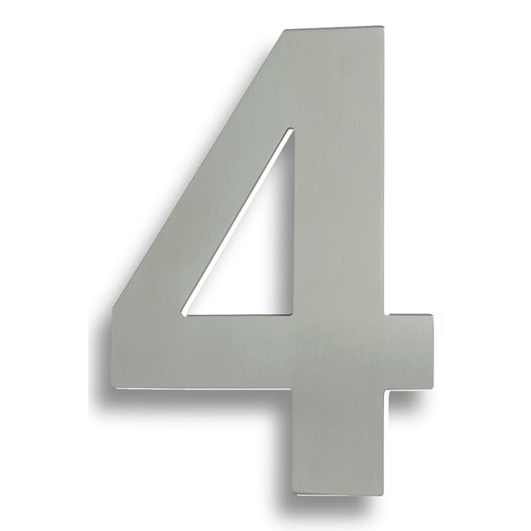 Numerals (0-9) 7" Number 4 Satin Stainless Steel NUM10174SSS