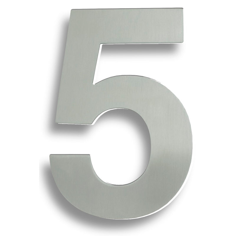 Numerals (0-9) 7" Number 5 Satin Stainless Steel NUM10175SSS
