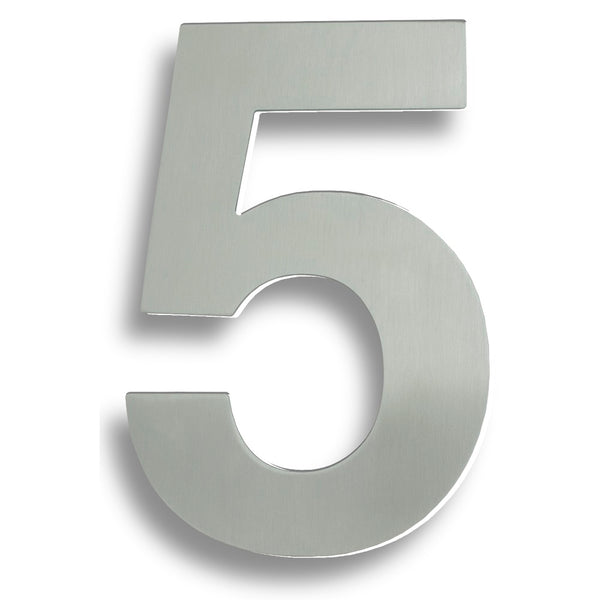 Numerals (0-9) 7" Number 5 Bright Stainless Steel NUM10175BSS