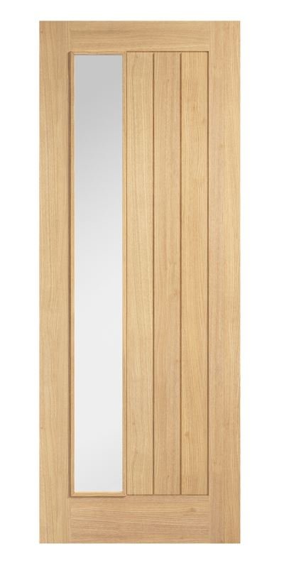 Oak Belize Clear Glazed Offset Unfinished Internal Door - Door Station