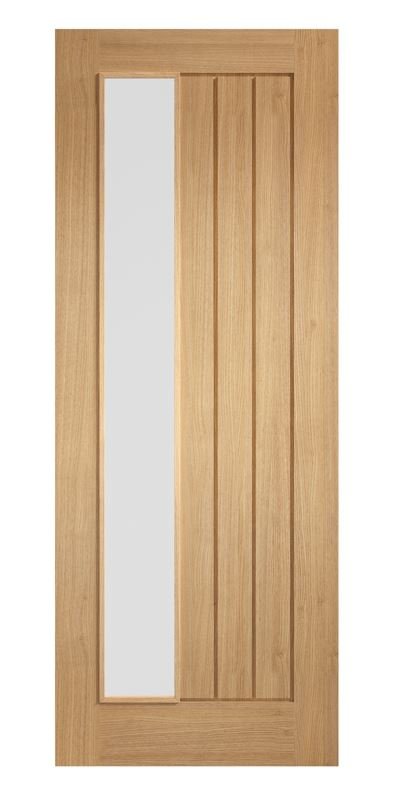 Oak Mexicano Frosted Glazed Offset Pre - Finished Internal Door - Door Station