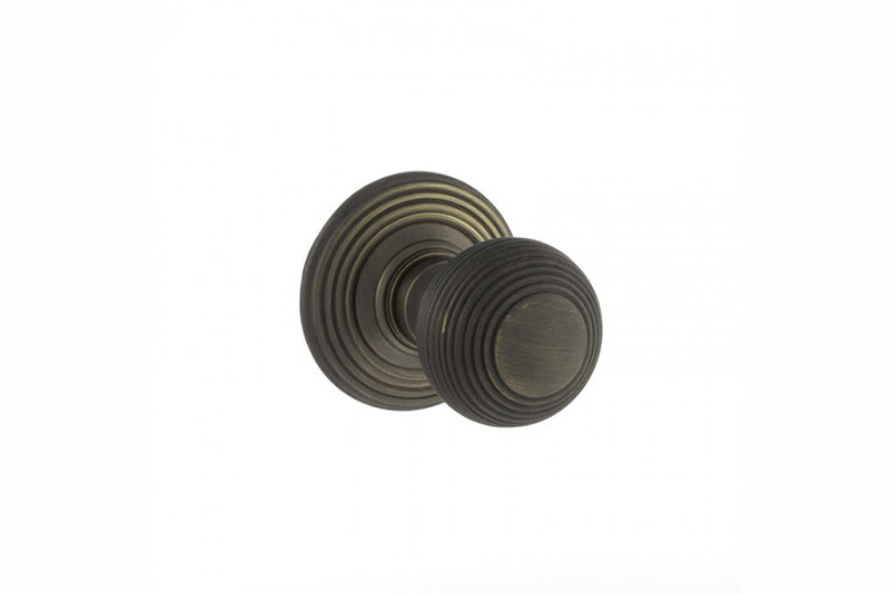 Old English Ripon Solid Brass Reeded Mortice Knob Concealed Fix Rose (Latch & Hinges Included)