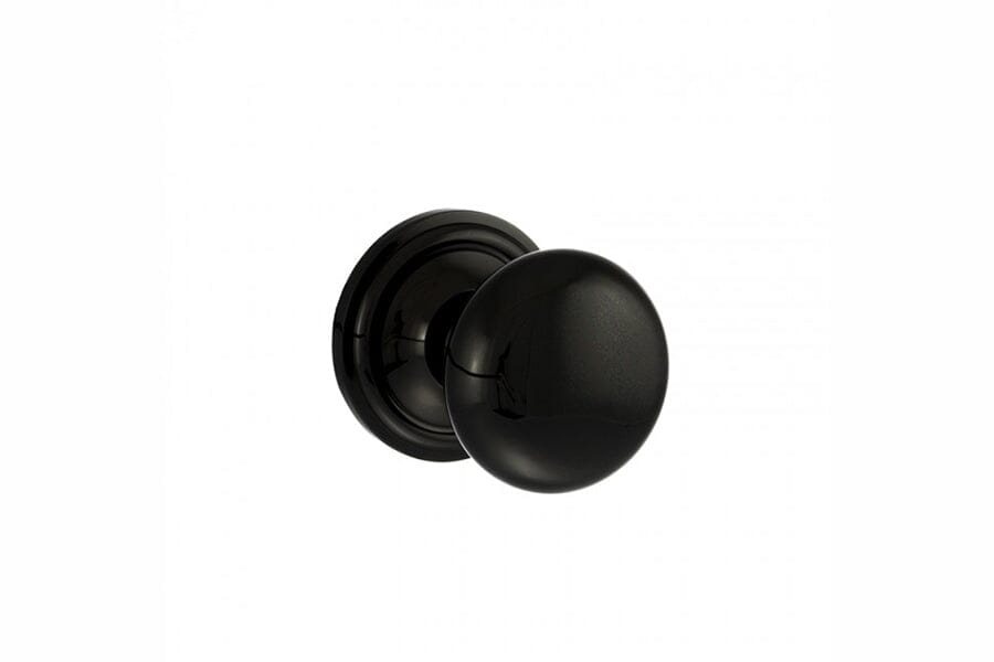 Old English Harrogate Solid Brass Mushroom Mortice Knob Concealed Fix Rose (Latch & Hinges Included) Mortice Knob Atlantic Set Black Nickel 
