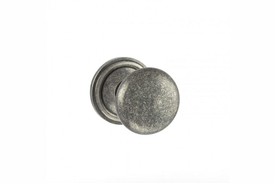 Old English Harrogate Solid Brass Mushroom Mortice Knob Concealed Fix Rose (Latch & Hinges Included) Mortice Knob Atlantic Set Distressed Silver 