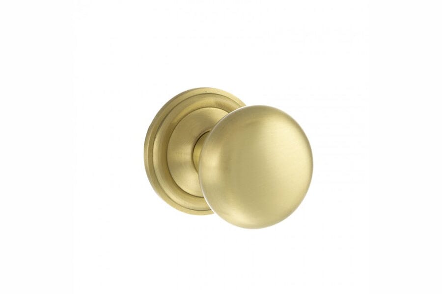 Old English Harrogate Solid Brass Mushroom Mortice Knob Concealed Fix Rose (Latch & Hinges Included) Mortice Knob Atlantic Set Satin Brass 
