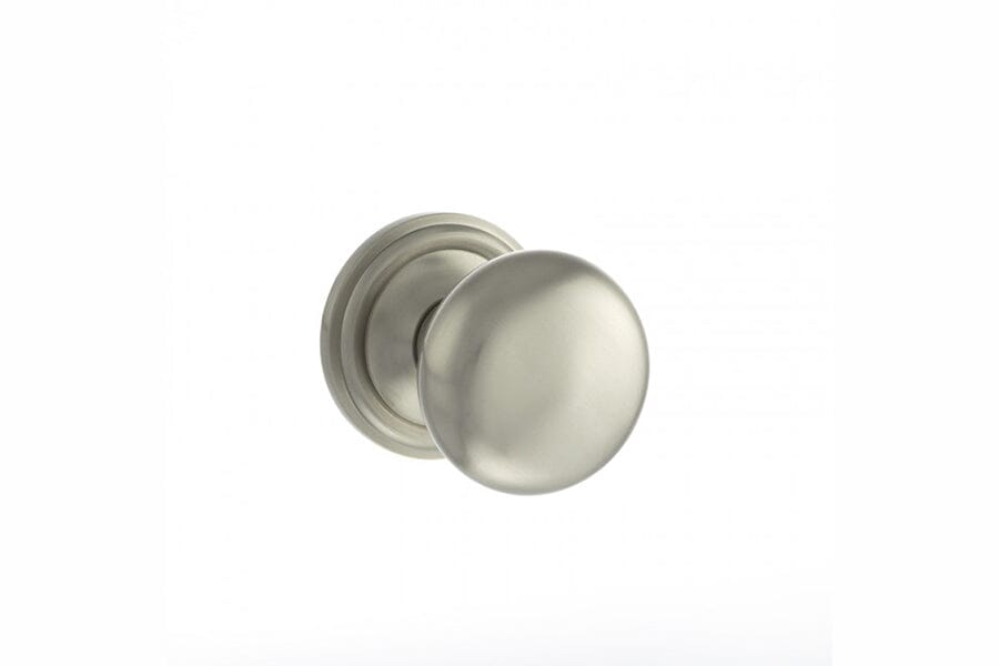 Old English Harrogate Solid Brass Mushroom Mortice Knob Concealed Fix Rose (Latch & Hinges Included) Mortice Knob Atlantic Set Satin Nickel 