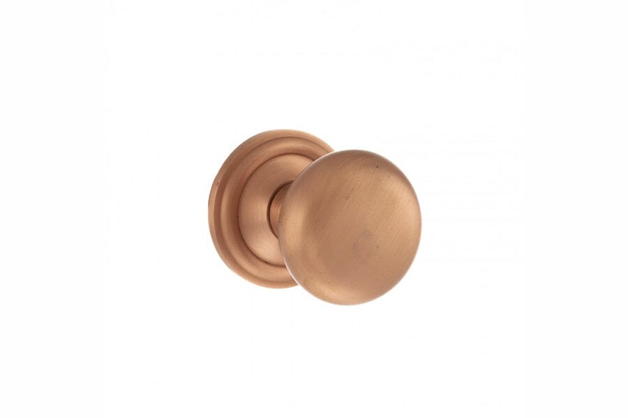 Old English Harrogate Solid Brass Mushroom Mortice Knob Concealed Fix Rose (Latch & Hinges Included) Mortice Knob Atlantic Set Urban Satin Copper 