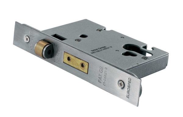 Easi-T Roller Bolt Euro Profile Deadlock Mortice Latch Eurospec Satin Stainless Steel 