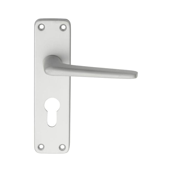 Aluminium Lever on Euro Lock Backplate Lever On Backplate Eurospec Satin Anodised Aluminium 