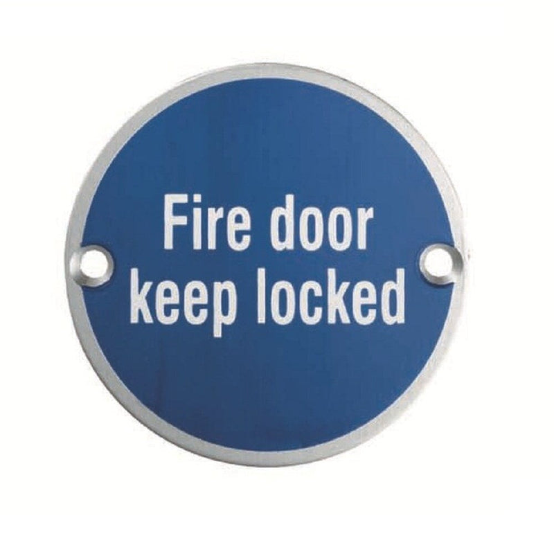 Fire Door Keep Locked Symbol Signage Eurospec Satin Anodised Aluminium 