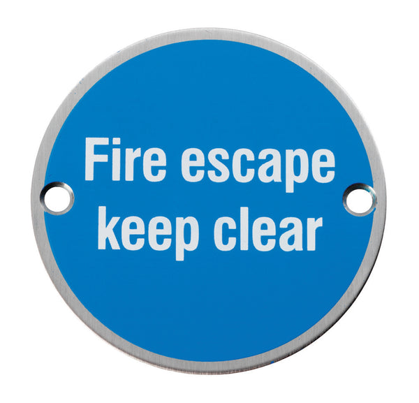 Signage Fire Escape Keep Clear Satin Stainless Steel SEX1021SSS