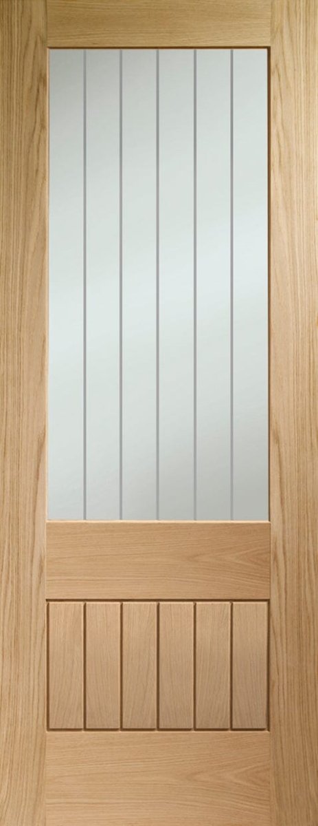 Suffolk Essential Oak 2XG Internal Door with Clear Etched Glass - Door Station