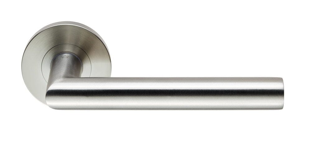 Mitred Safety Lever 19mm Grade 4 on Round Rose (Latch & Hinges Included) Lever On Rose Eurospec Satin Stainless Steel 