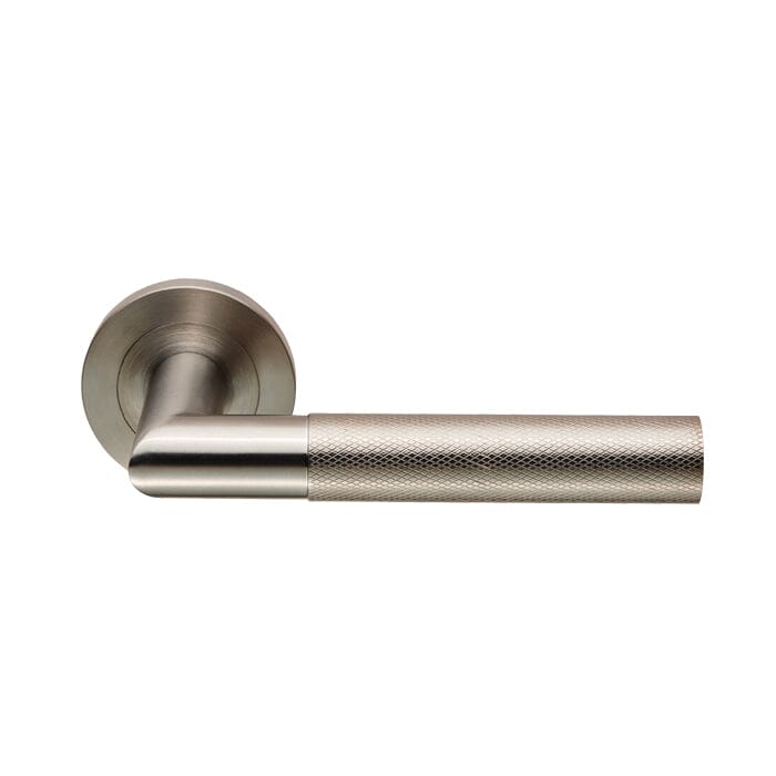 Steelworx Crown Knurled Lever (Latch & Hinges Included) Lever On Rose Eurospec Satin Stainless Steel 