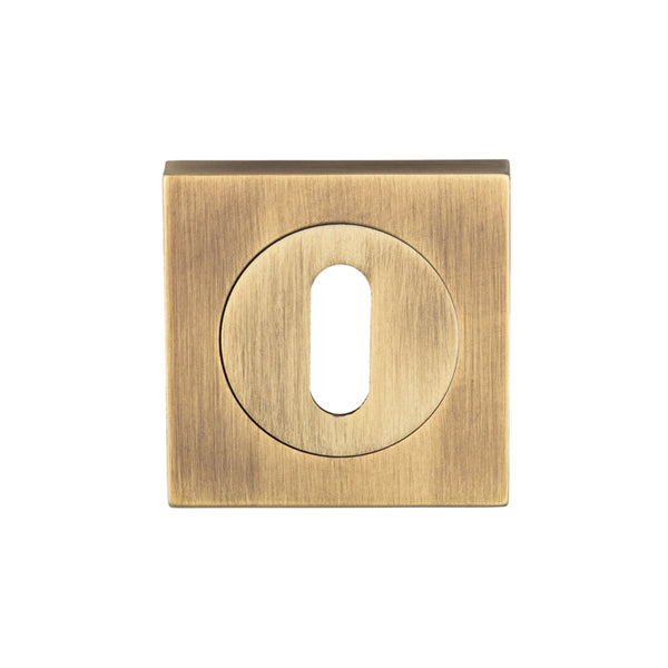 Serozzetta Square Standard Lock Escutcheon Antique Brass SZM003SQAB