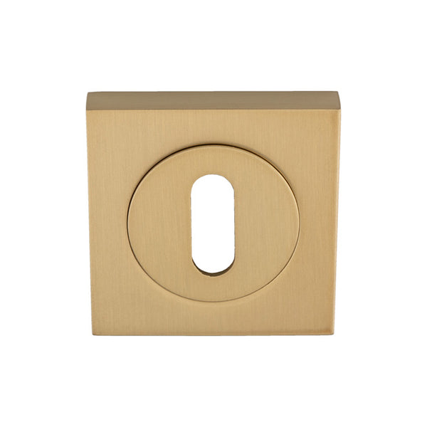 Serozzetta Square Standard Lock Profile Escutcheon Satin Brass SZM003SQSB