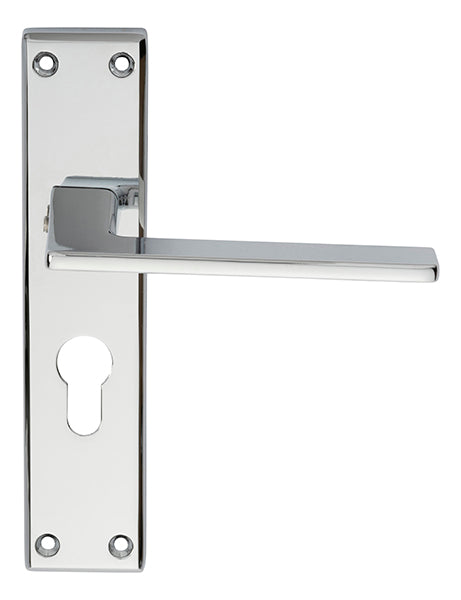 Serozzetta Zone Lever on Euro Lock Backplate Polished Chrome SZM034YCP