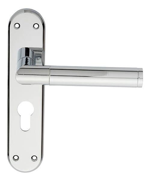 Serozzetta Scope Lever on Euro Lock Backplate (Latch & Hinges Included) Lever On Backplate Serozzetta Polished Chrome 