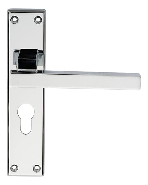 Serozzetta Stratus Lever on Euro Lock Backplate (Latch & Hinges Included) Lever On Backplate Serozzetta Polished Chrome 