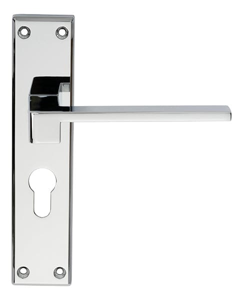 Serozzetta Equi Lever on Euro Lock Backplate (Latch & Hinges Included) Lever On Backplate Serozzetta Polished Chrome 