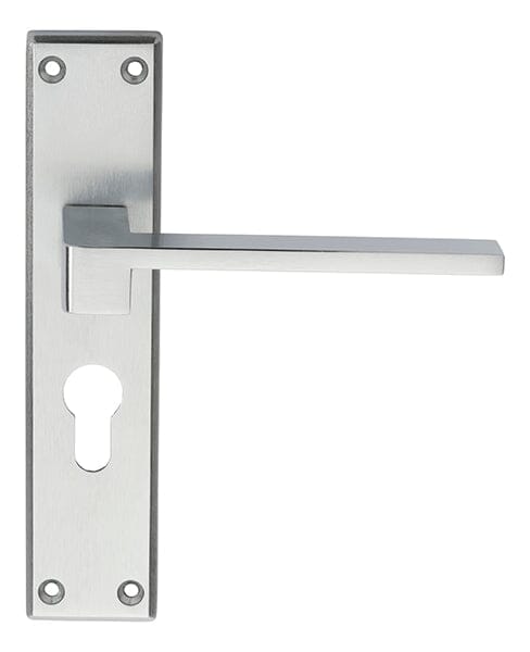 Serozzetta Equi Lever on Euro Lock Backplate (Latch & Hinges Included) Lever On Backplate Serozzetta Satin Chrome 