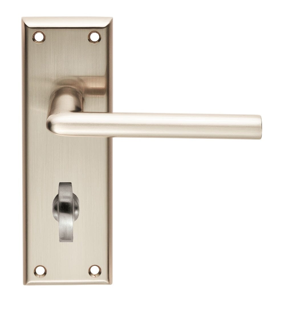 Serozzetta Dieci Lever on Bathroom Backplate (Latch & Hinges Included) Lever On Backplate Serozzetta Satin Nickel 