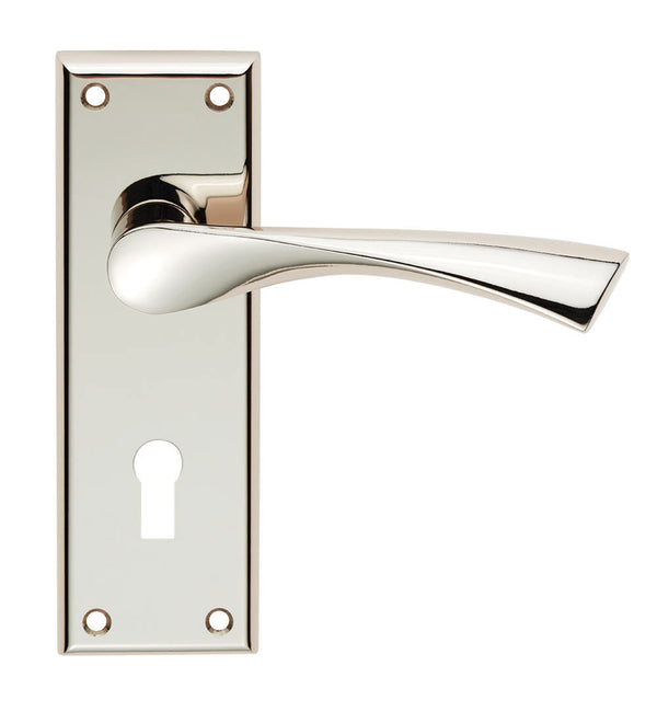 Serozzetta Dieci Lever on Face-fix Backplate Lock 57mm Polished Nickel SZR021PN
