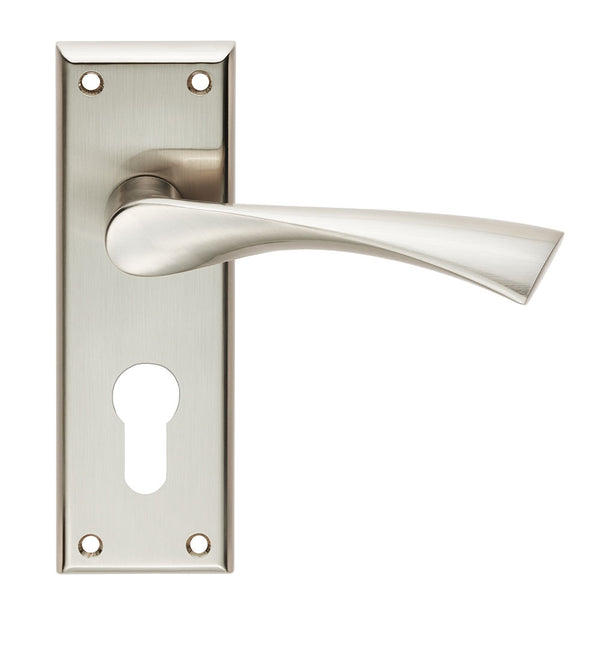 Serozzetta Dieci Lever on Euro Lock Backplate Satin Nickel SZR021YSN