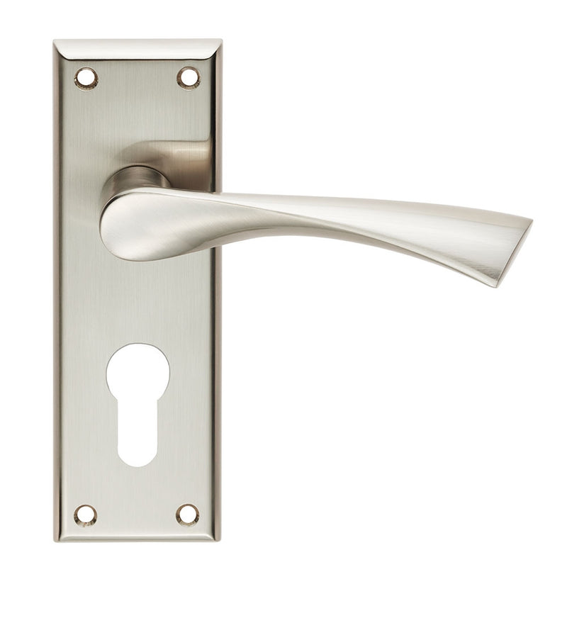Serozzetta Dieci Lever on Euro Lock Backplate Satin Nickel SZR021YSN