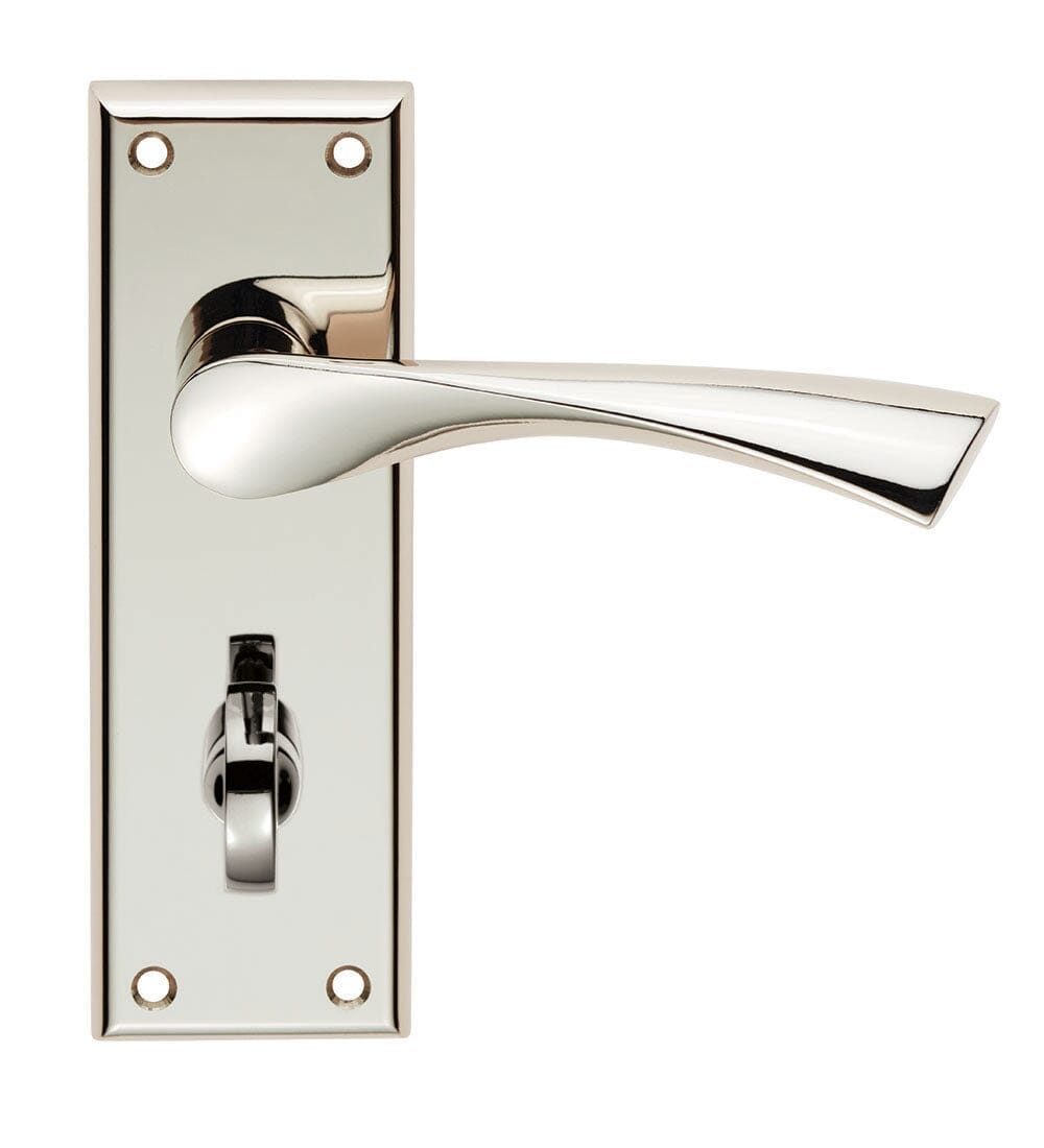 Serozzetta Venti Lever on Bathroom Backplate (Latch & Hinges Included) Lever On Backplate Serozzetta Polished Nickel 