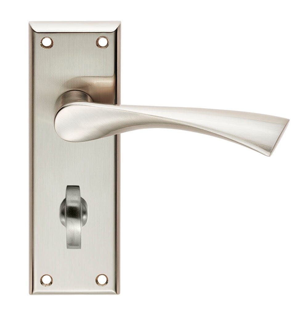 Serozzetta Venti Lever on Bathroom Backplate (Latch & Hinges Included) Lever On Backplate Serozzetta Satin Nickel 