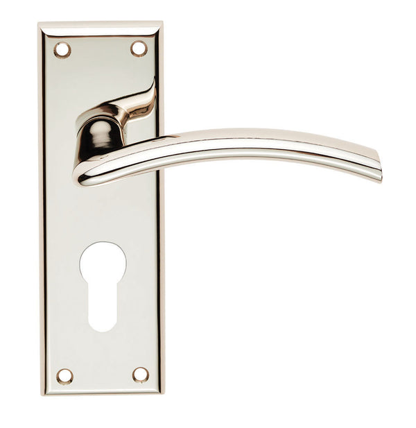 Serozzetta Trenta Lever on Euro Lock Backplate Polished Nickel SZR031YPN
